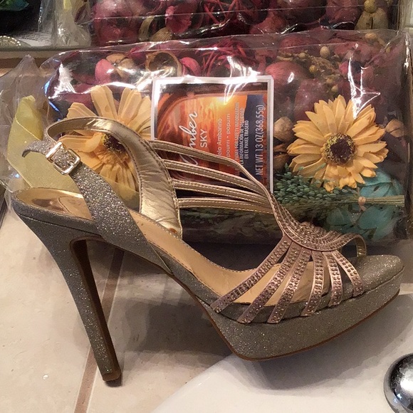 Gold shimmering stilletos